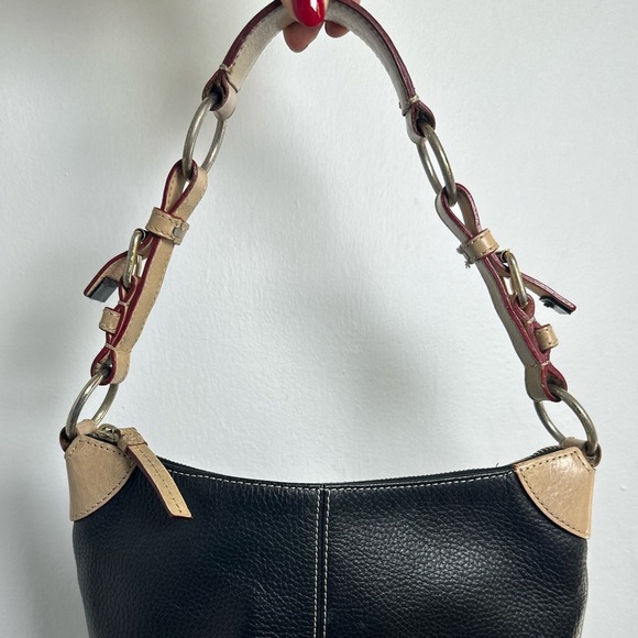 Vintage Dooney & Bourke All Weather Leather Black and Brown Shoulder/HandBag - Picture 3 of 10
